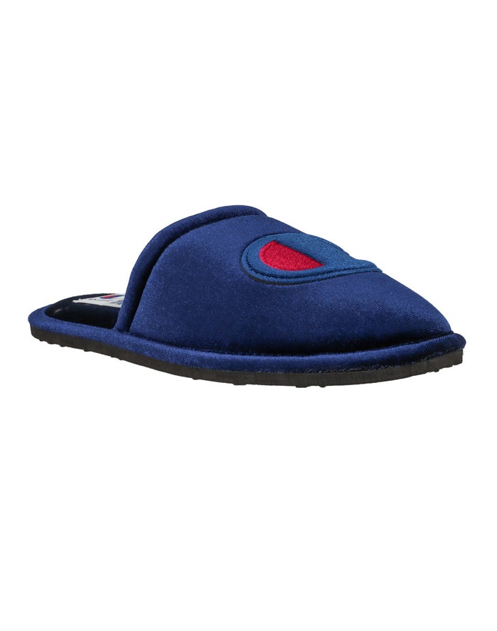 Champion Sleepover Velvet Slippers Dames - Donkerblauw - Belgie 4391THJAF